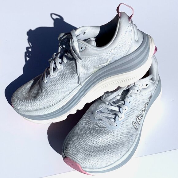 Women’s HOKA Gaviota 5 Running Shoes, Sea Ice/Pink Sz 8.5D Wide - Picture 6 of 10